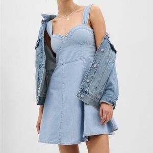 Light Blue Denim Sweetheart Dress